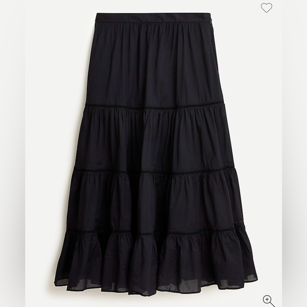J. Crew Black Tiered Midi Skirt